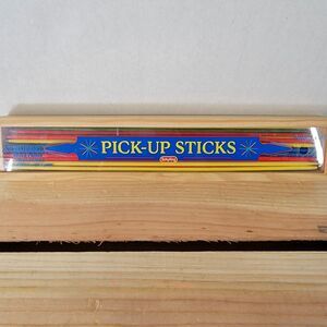 Pick-Up Sticks Game Wooden Box Carrying Case - 41 Long + 1 Short Sticks